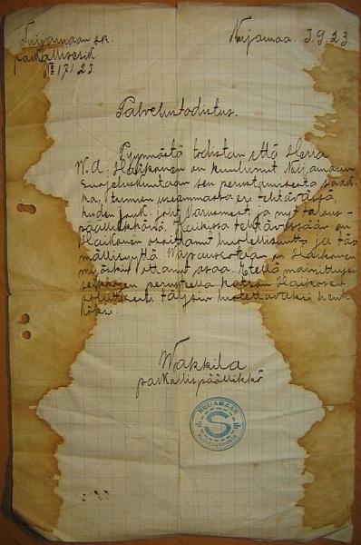 todistus 1923